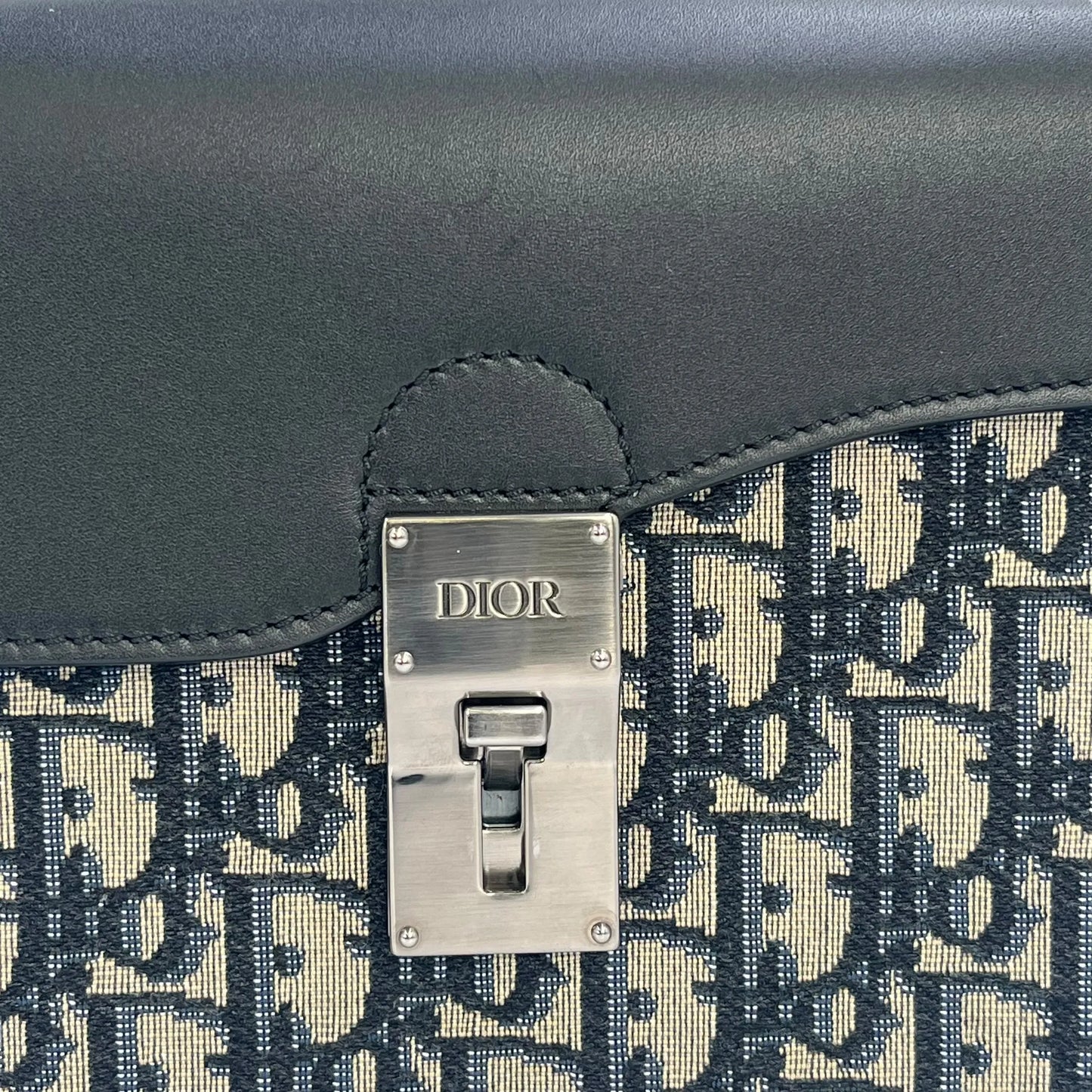 Dior オブリーク キャンバス レザー ボディバッグ ショルダーバッグ - ブラック