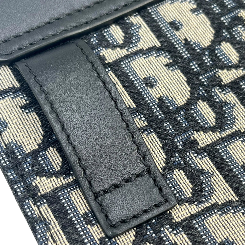 Dior オブリーク キャンバス レザー ボディバッグ ショルダーバッグ - ブラック