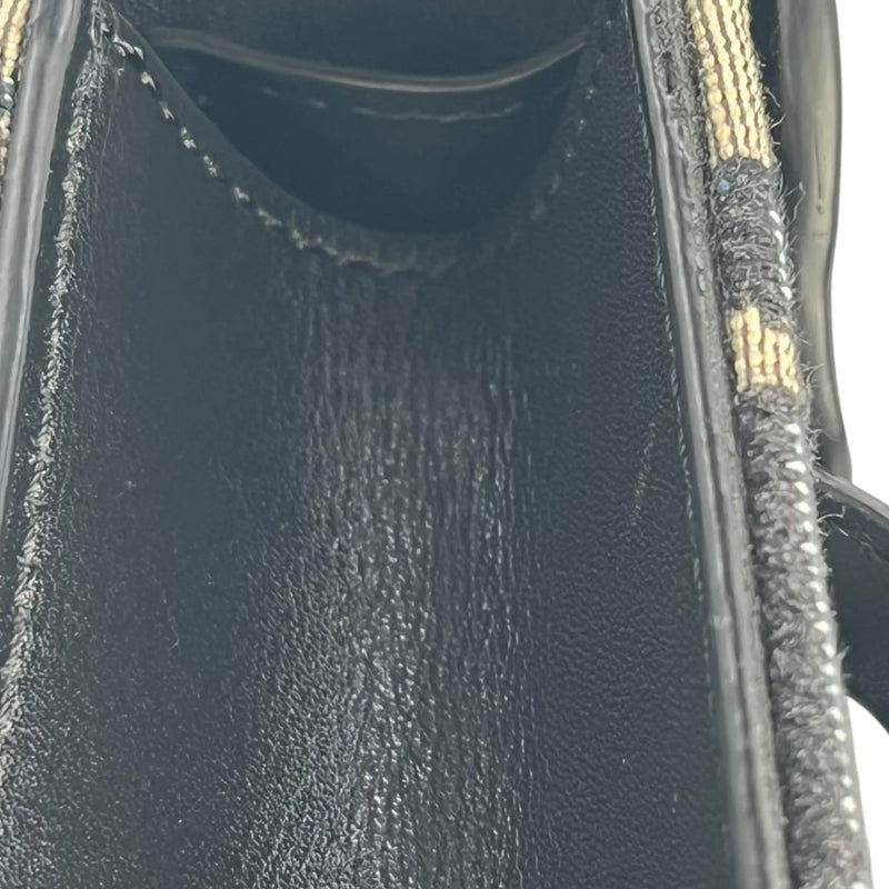 Dior オブリーク キャンバス レザー ボディバッグ ショルダーバッグ - ブラック