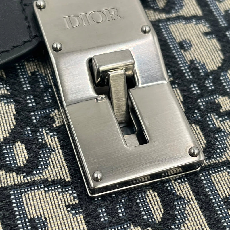 Dior オブリーク キャンバス レザー ボディバッグ ショルダーバッグ - ブラック