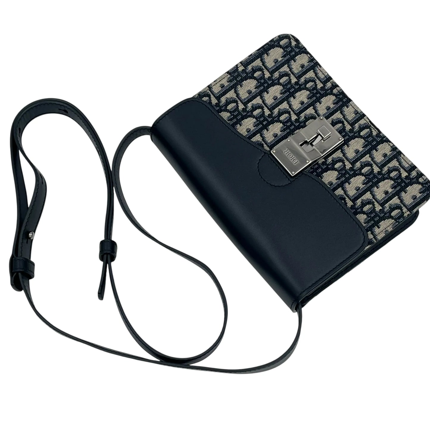 Dior オブリーク キャンバス レザー ボディバッグ ショルダーバッグ - ブラック