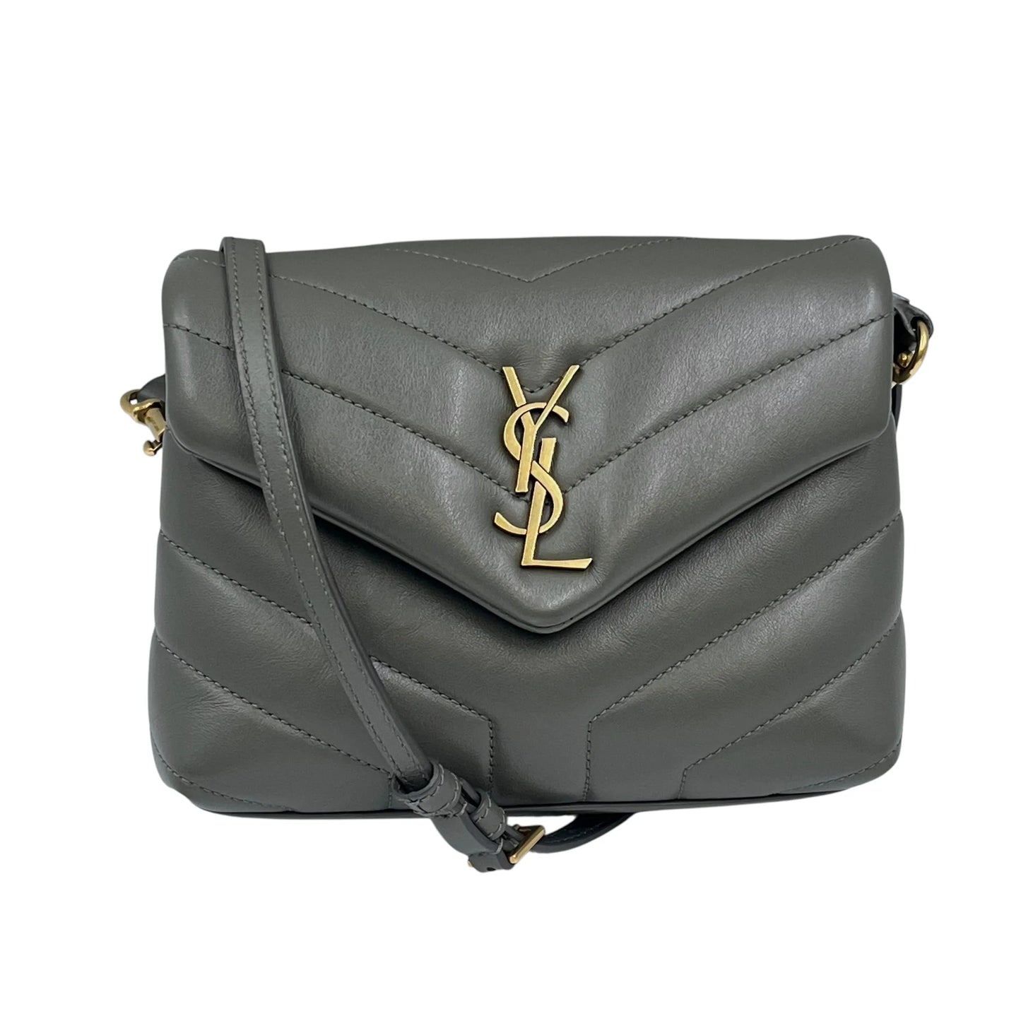 Saint Laurent ルル レザー ショルダーバッグ - グレー