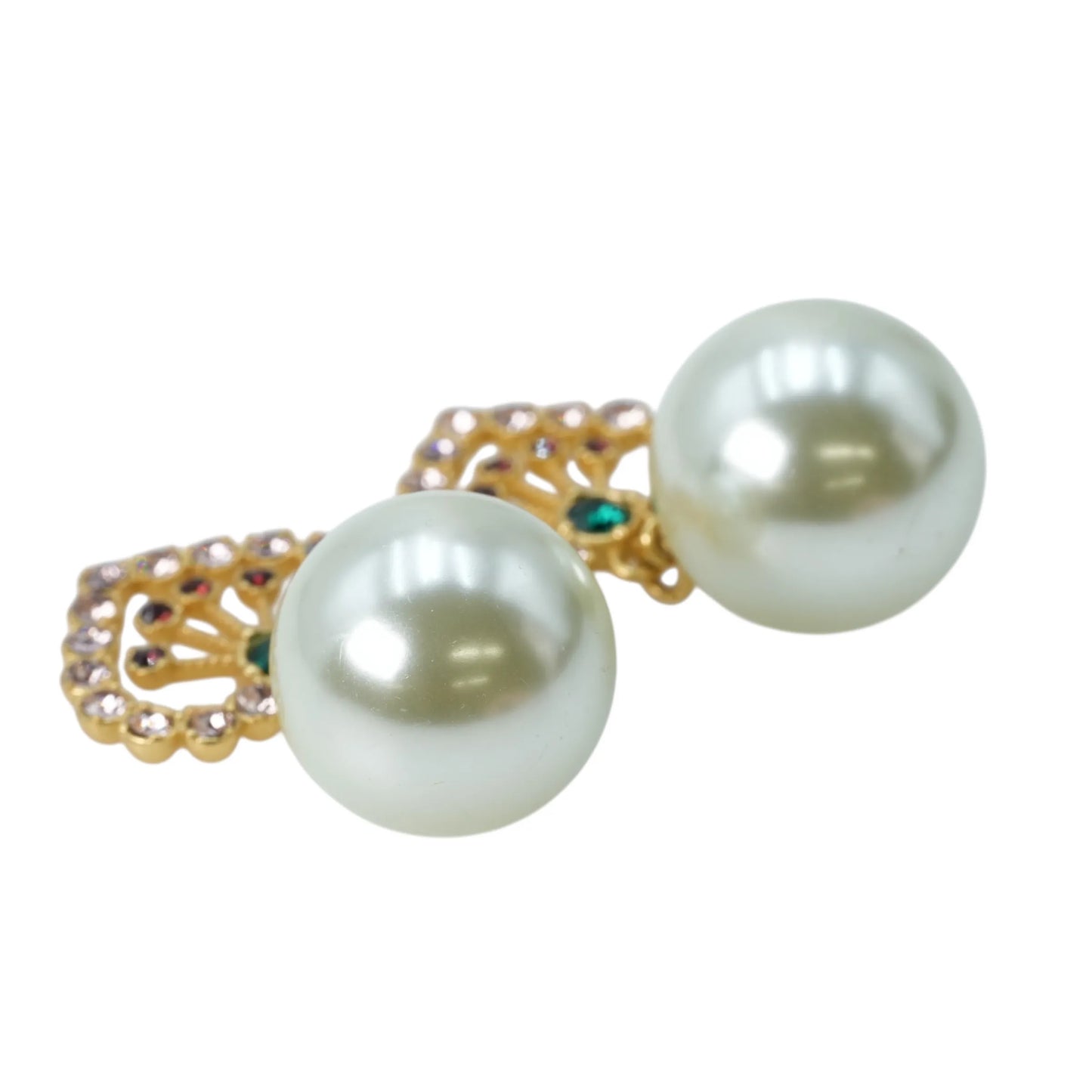 Dior Tribal Resin Pearl Heart Earrings - Metal 