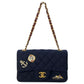 CHANEL Matelassé Wool Paris-Hamburg 2018-2019 Collection Mini Shoulder Bag - Navy 