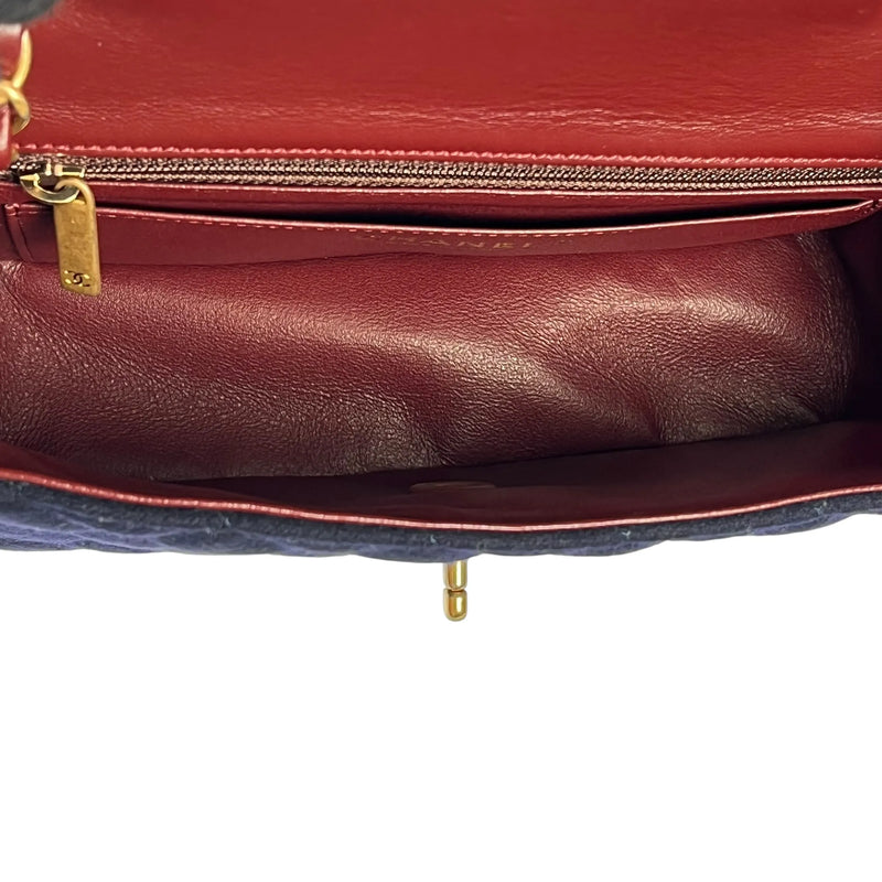 CHANEL Matelassé Wool Paris-Hamburg 2018-2019 Collection Mini Shoulder Bag - Navy 