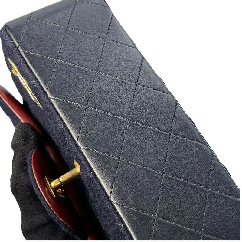 CHANEL Matelassé Wool Paris-Hamburg 2018-2019 Collection Mini Shoulder Bag - Navy 