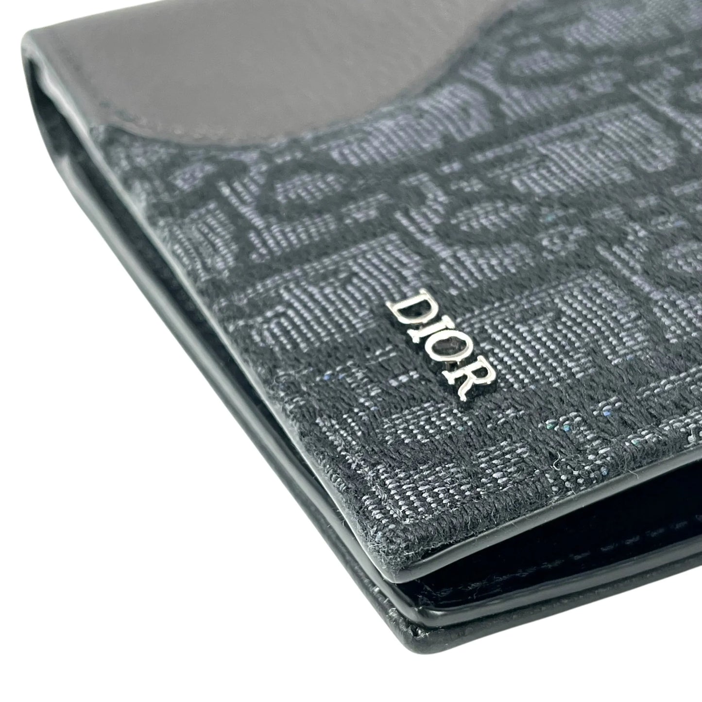 Dior Saddle Oblique Jacquard Calfskin Compact Wallet - Black 