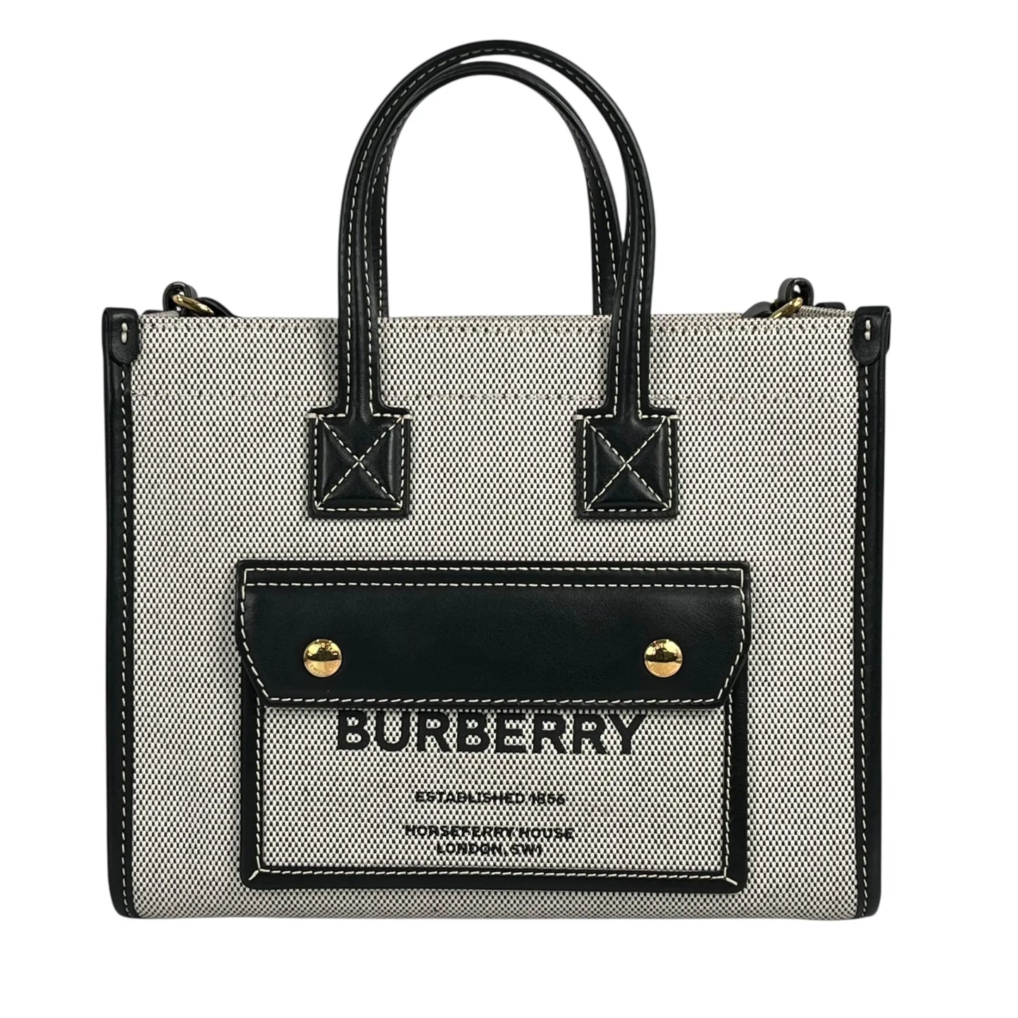 BURBERRY ミニ フレイヤ トートハンドバッグ ショルダーバッグ - ブラック
