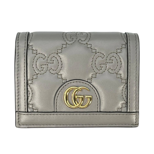 GUCCI GG Matelasse Bifold Compact Wallet - Gray 
