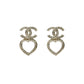 CHANEL Rhinestone CC Logo Heart Earrings F23B - Metal 