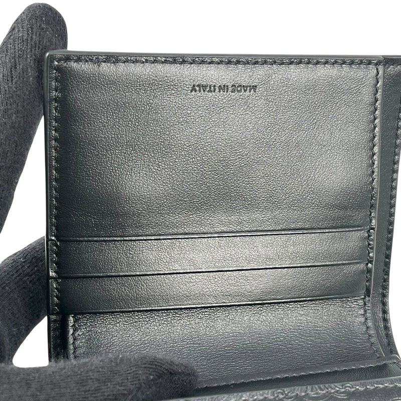 CELINE Triomphe Embossed Small Tri-Fold Compact Wallet - Black 