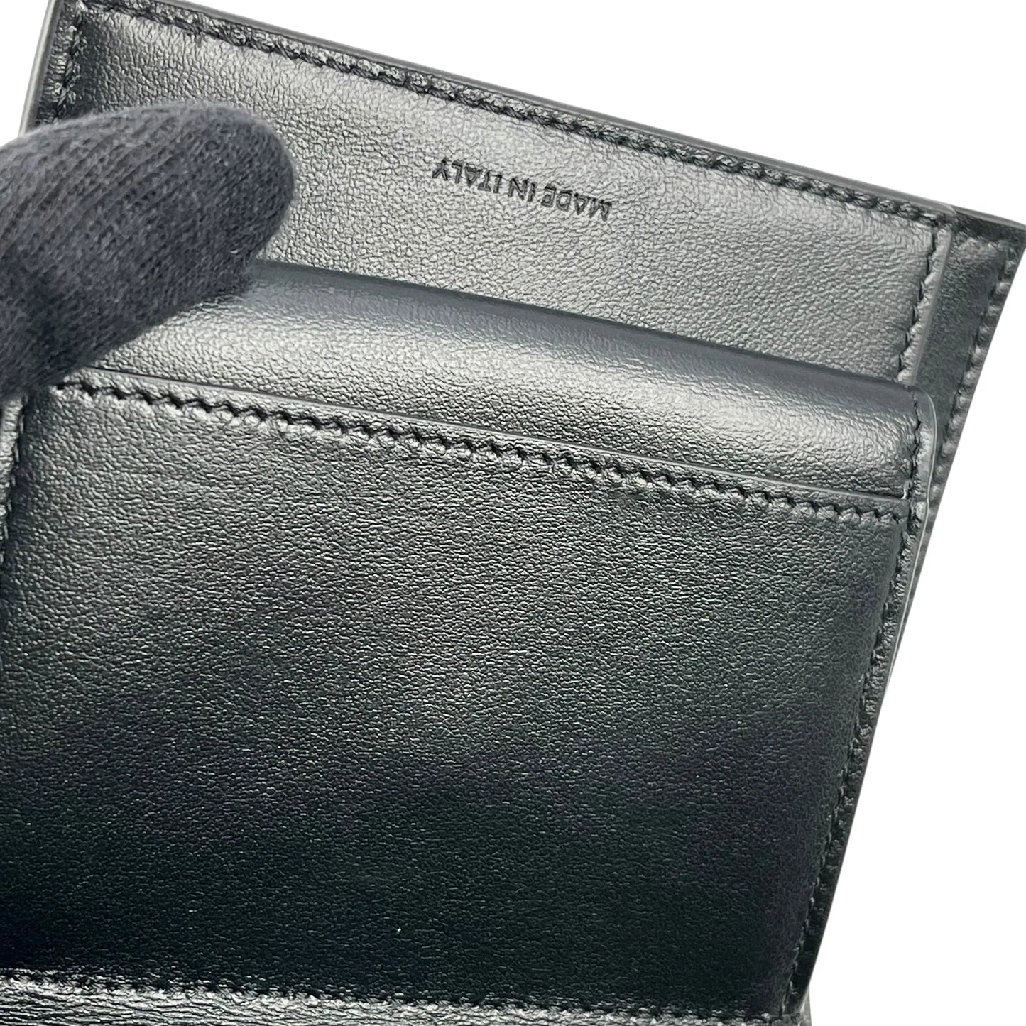 CELINE Triomphe Embossed Small Tri-Fold Compact Wallet - Black 