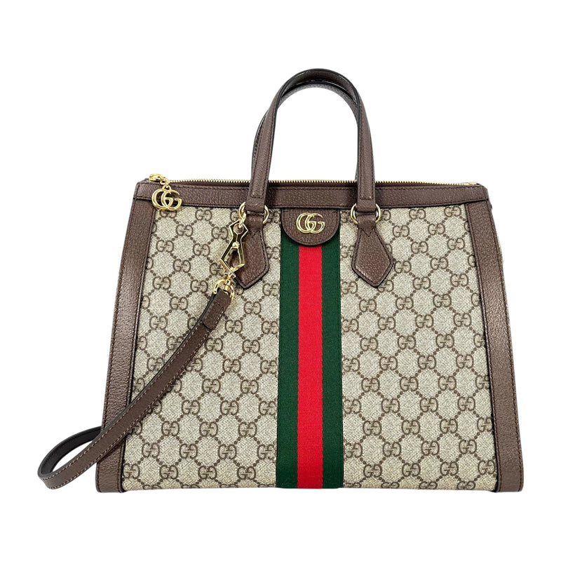 GUCCI オフディア GG スプリーム ラージ トートバッグ - ブラウン