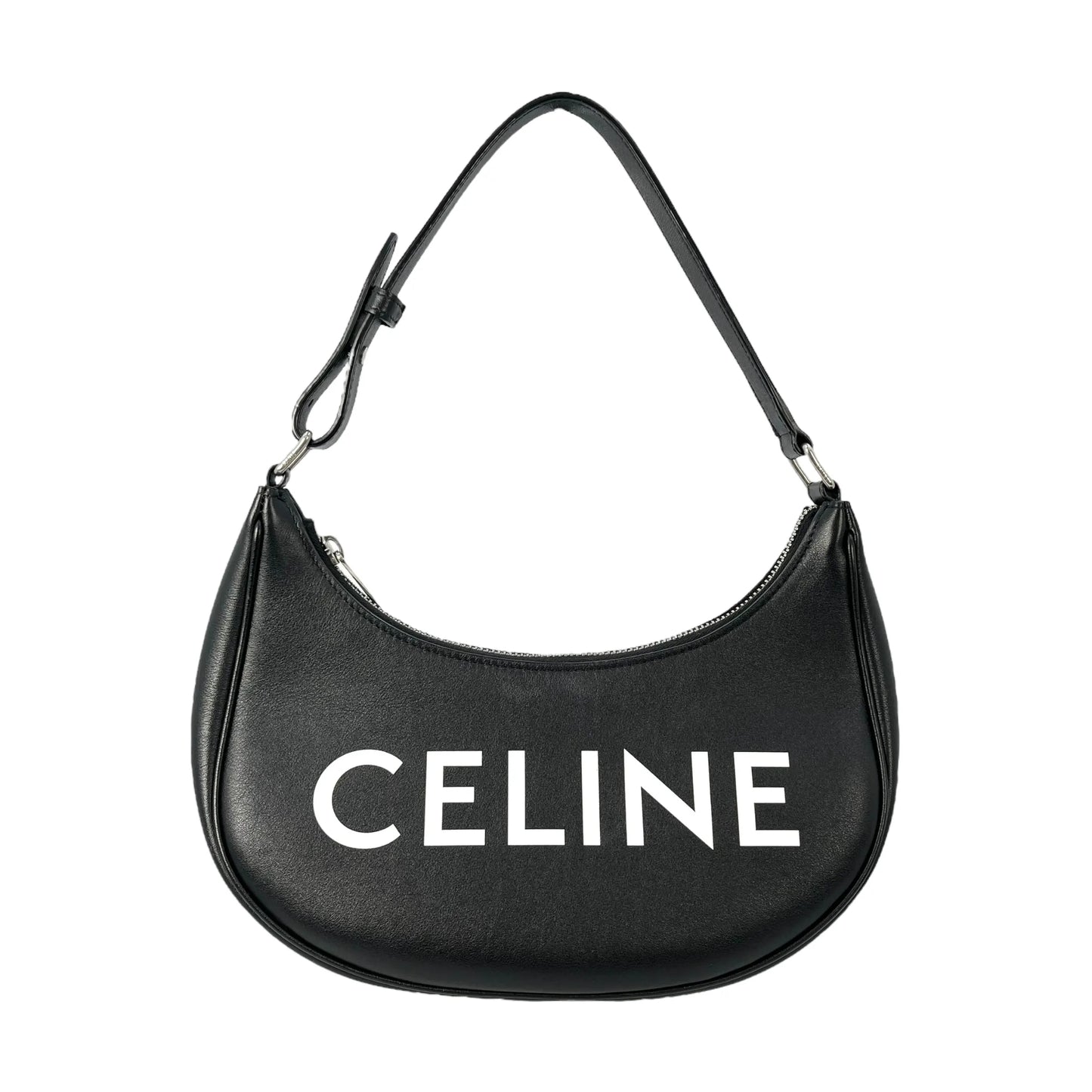 CELINE Ava Leather One-Shoulder Bag - Black 