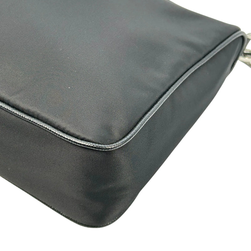 PRADA Re-Nylon Saffiano Leather Shoulder Bag - Black 