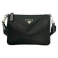 PRADA Re-Nylon Saffiano Leather Shoulder Bag - Black 