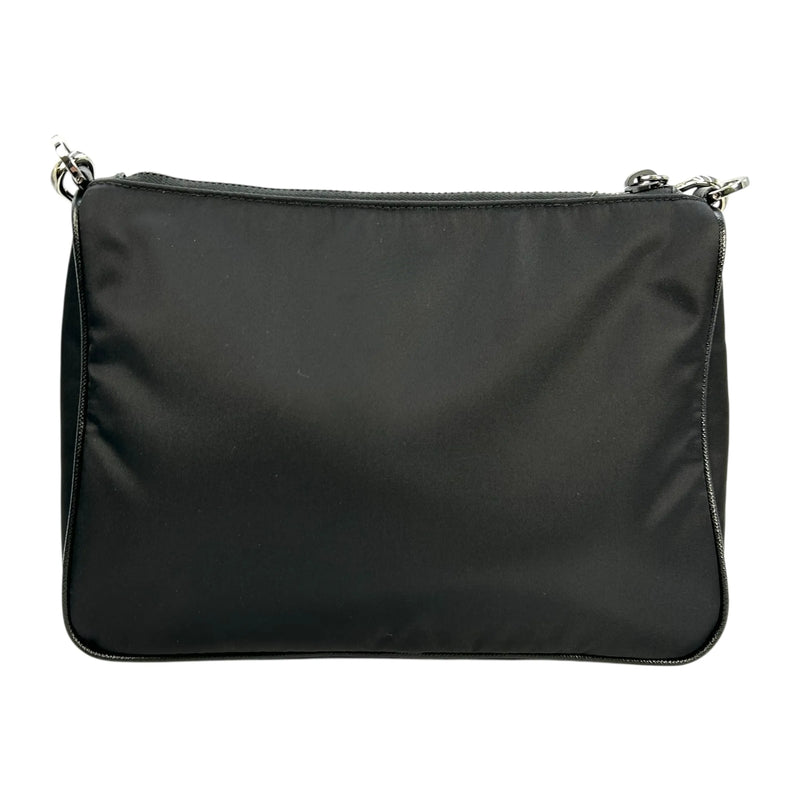 PRADA Re-Nylon Saffiano Leather Shoulder Bag - Black 