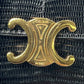 CELINE Lizard Small Flap Triomphe Compact Wallet - Black 