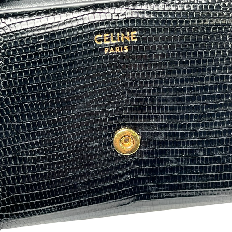 CELINE Lizard Small Flap Triomphe Compact Wallet - Black 
