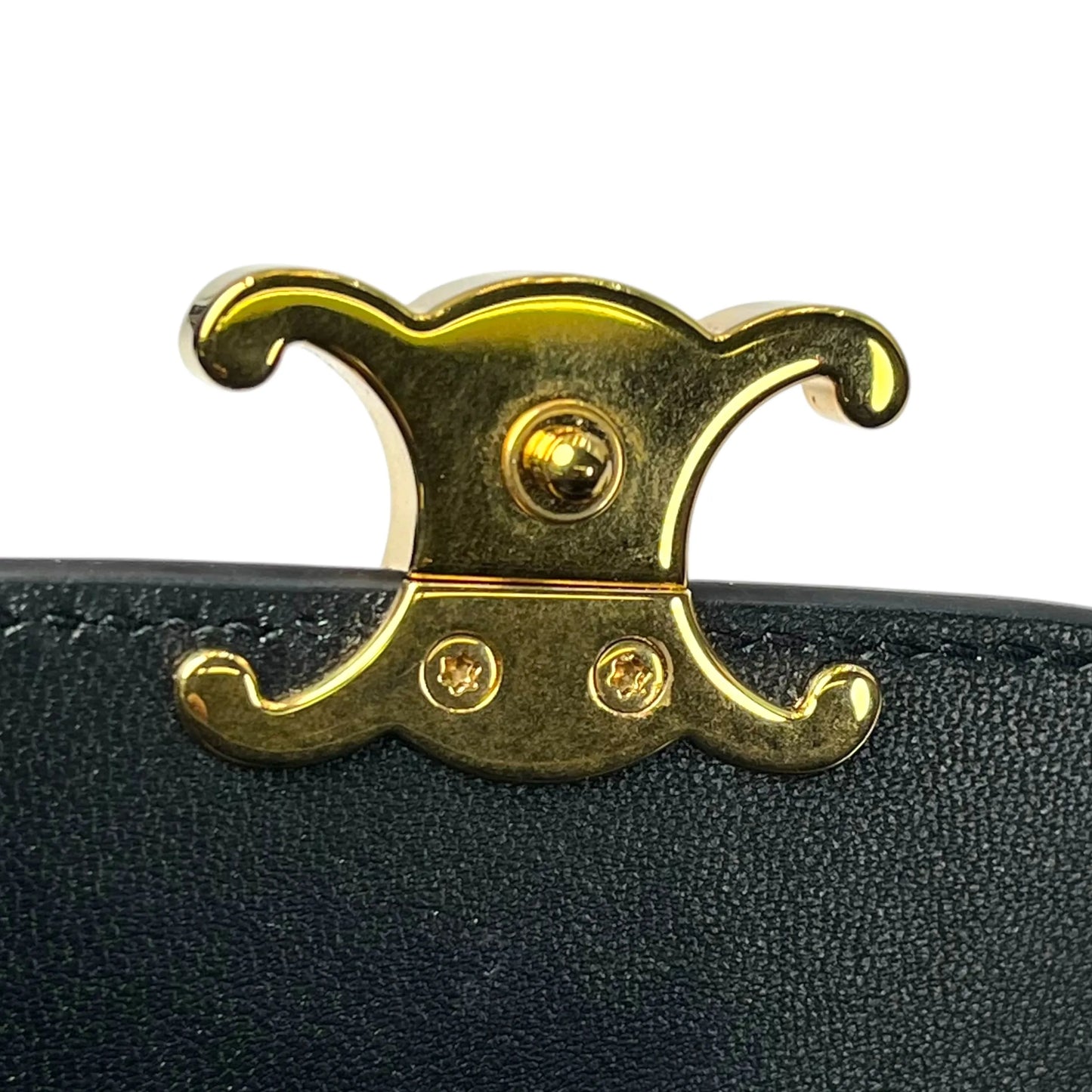 CELINE Lizard Small Flap Triomphe Compact Wallet - Black 