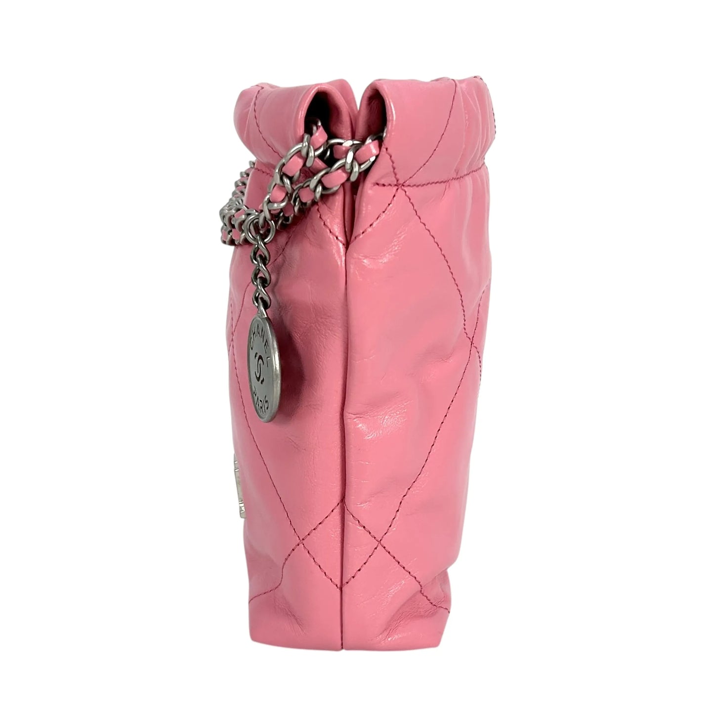 CHANEL Calfskin 22 Mini Handbag with Chain Shoulder Bag - Pink 