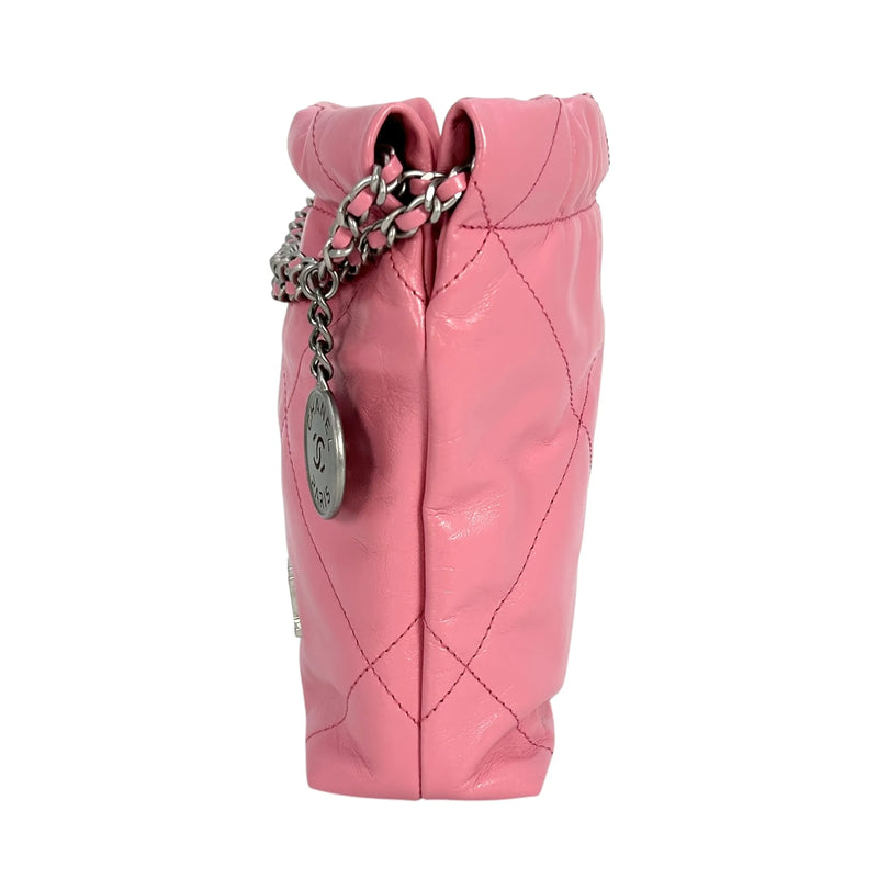 CHANEL Calfskin 22 Mini Handbag with Chain Shoulder Bag - Pink 