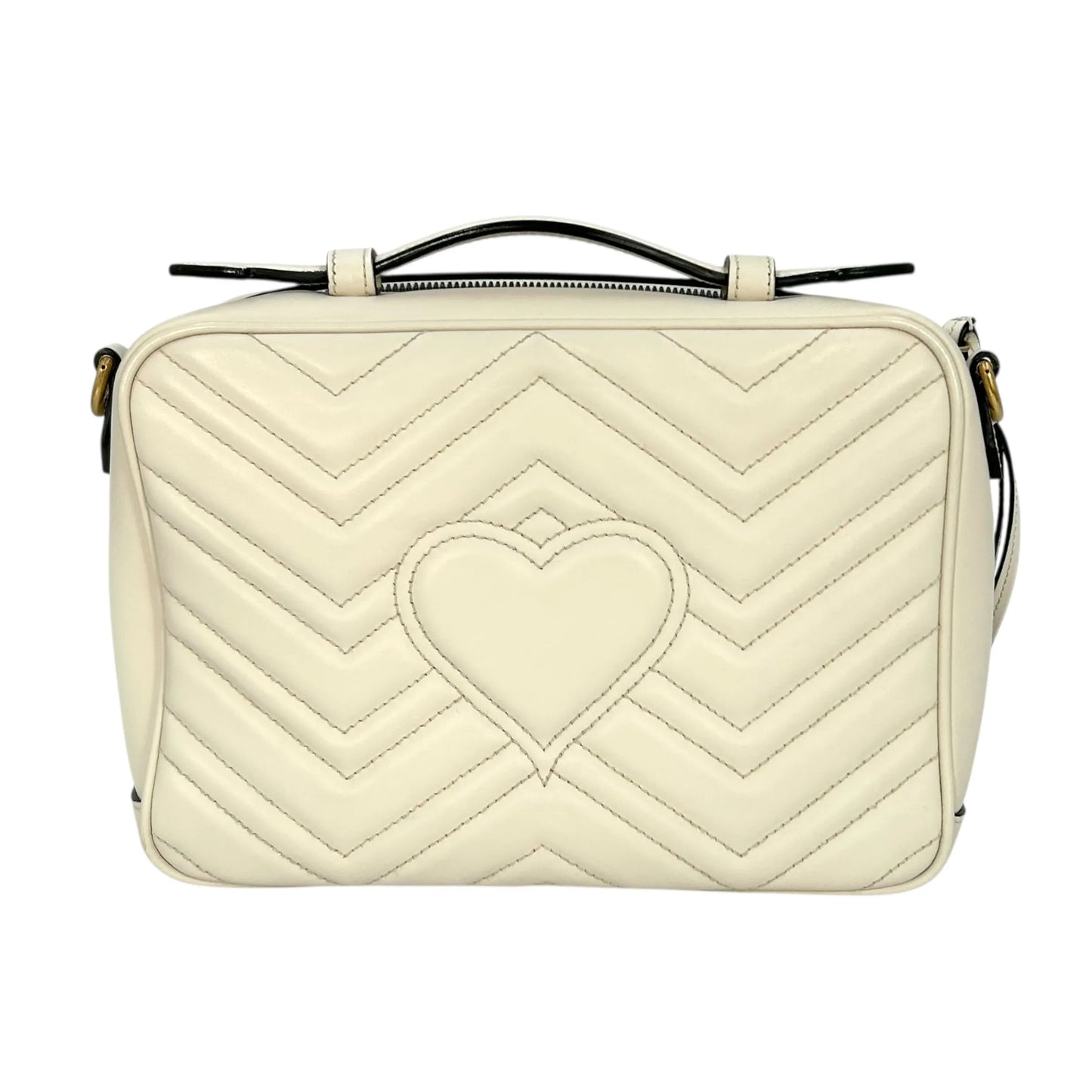GUCCI GG Marmont Leather Handbag/Shoulder Bag - White 