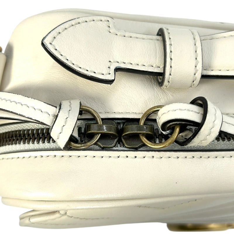 GUCCI GG Marmont Leather Handbag/Shoulder Bag - White 