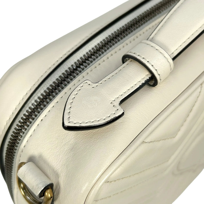 GUCCI GG Marmont Leather Handbag/Shoulder Bag - White 
