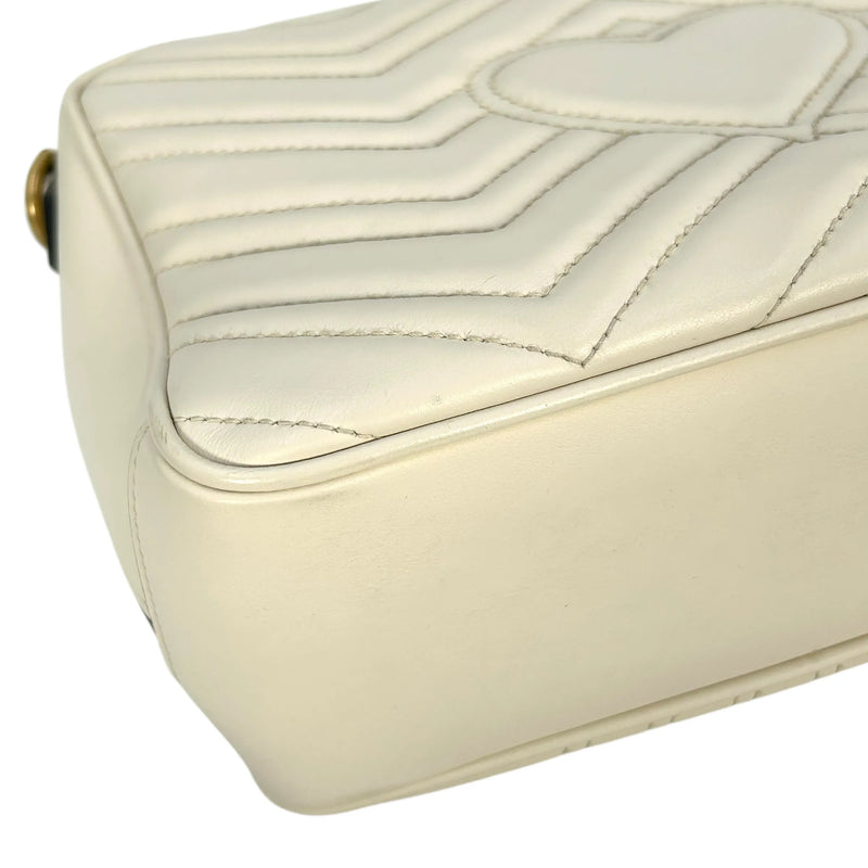 GUCCI GG Marmont Leather Handbag/Shoulder Bag - White 