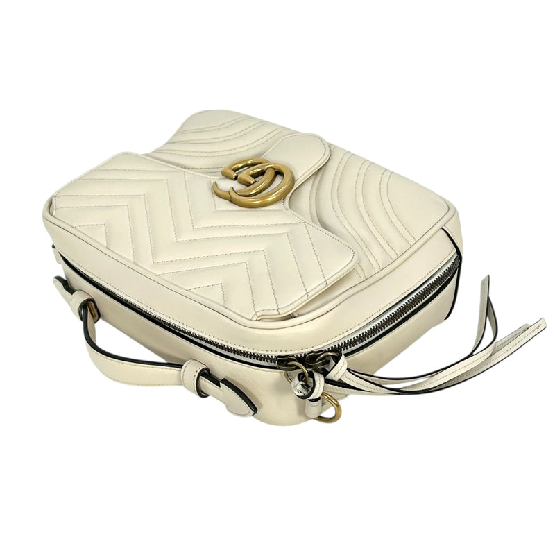GUCCI GG Marmont Leather Handbag/Shoulder Bag - White 