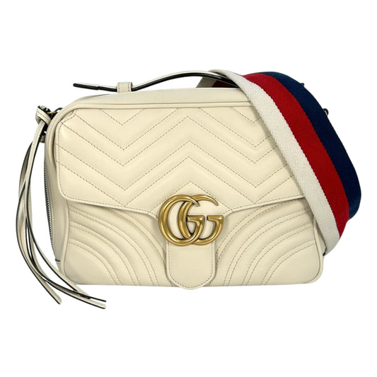 GUCCI GG Marmont Leather Handbag/Shoulder Bag - White 