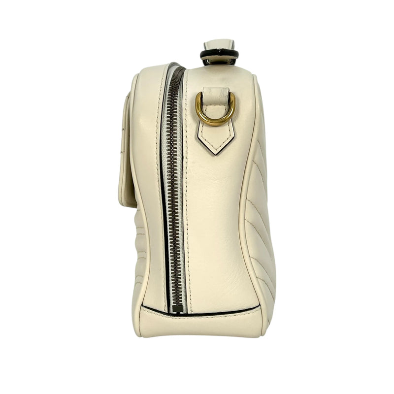 GUCCI GG Marmont Leather Handbag/Shoulder Bag - White 
