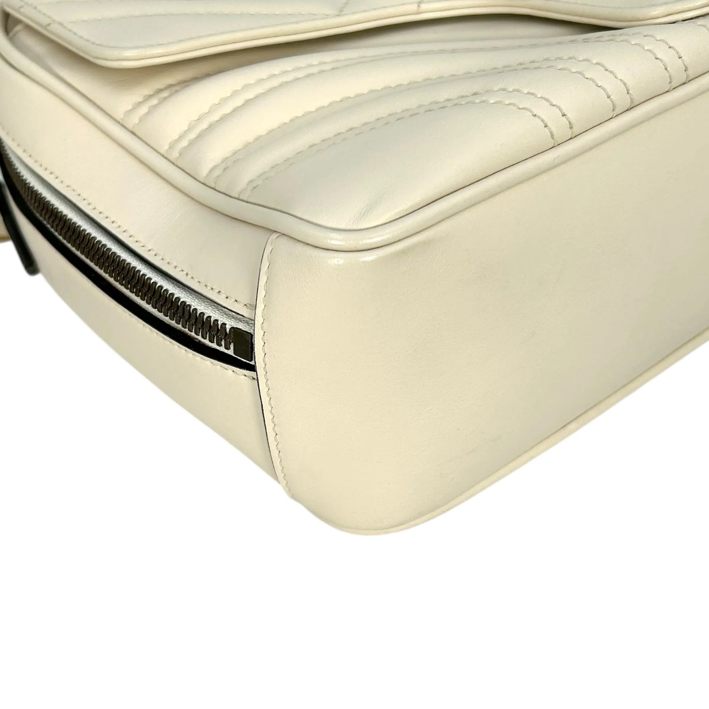 GUCCI GG Marmont Leather Handbag/Shoulder Bag - White 