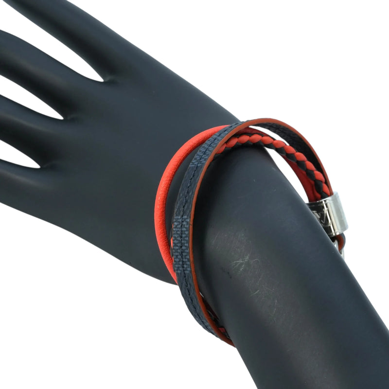 Louis Vuitton Damier LV Treble Bracelet - Orange and Navy 