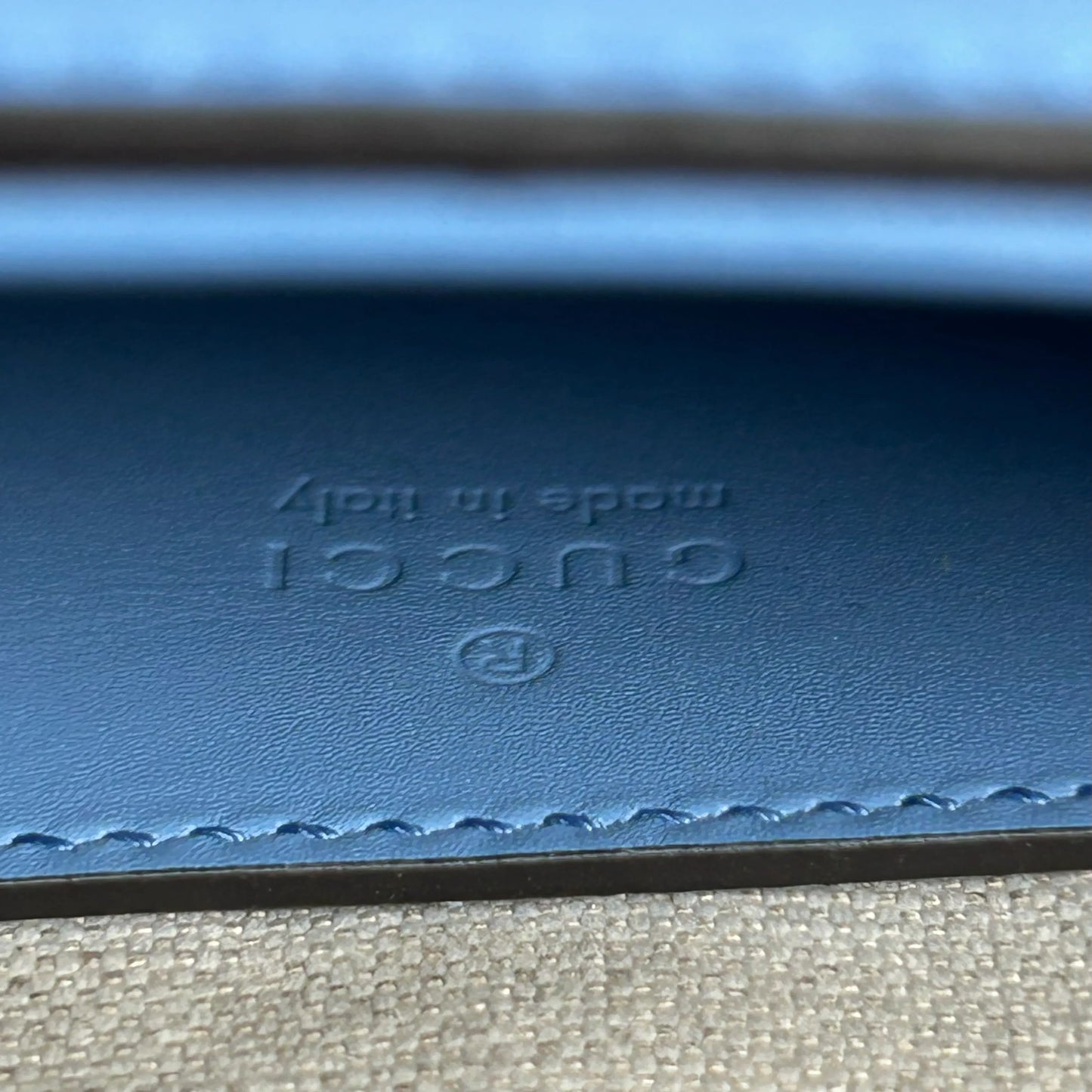 GUCCI Bamboo Leather Mini Handbag Shoulder Bag - Blue 