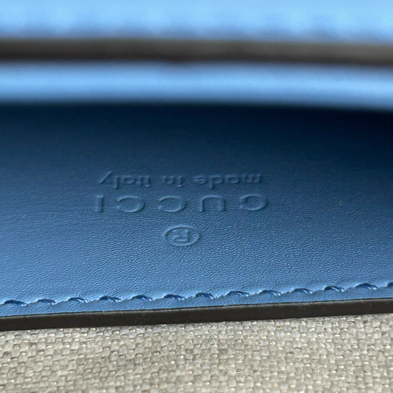 GUCCI Bamboo Leather Mini Handbag Shoulder Bag - Blue 