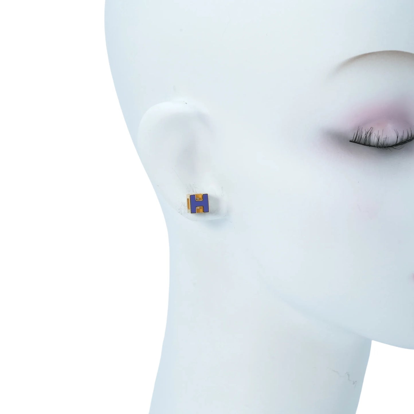 Hermès H Cube Earrings - Gold and Blue - GP 