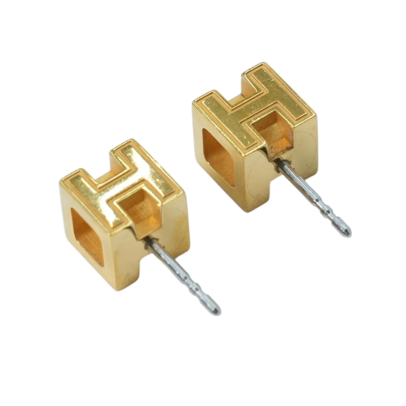Hermès H Cube Earrings - Gold and Blue - GP 