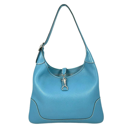 Loewe Trim 35 Shoulder Bag in Taurillon Clemence Leather with H Stamp (2004) - Blue 