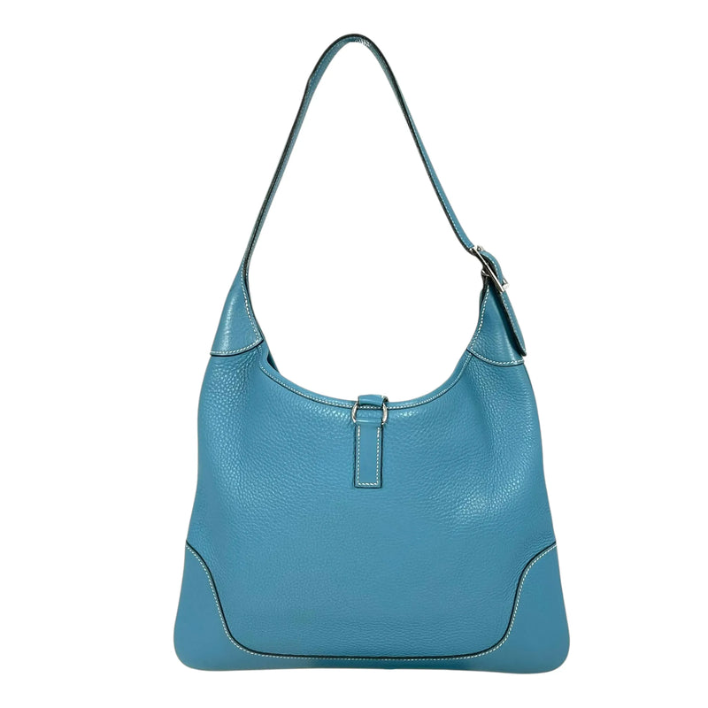 Loewe Trim 35 Shoulder Bag in Taurillon Clemence Leather with H Stamp (2004) - Blue 