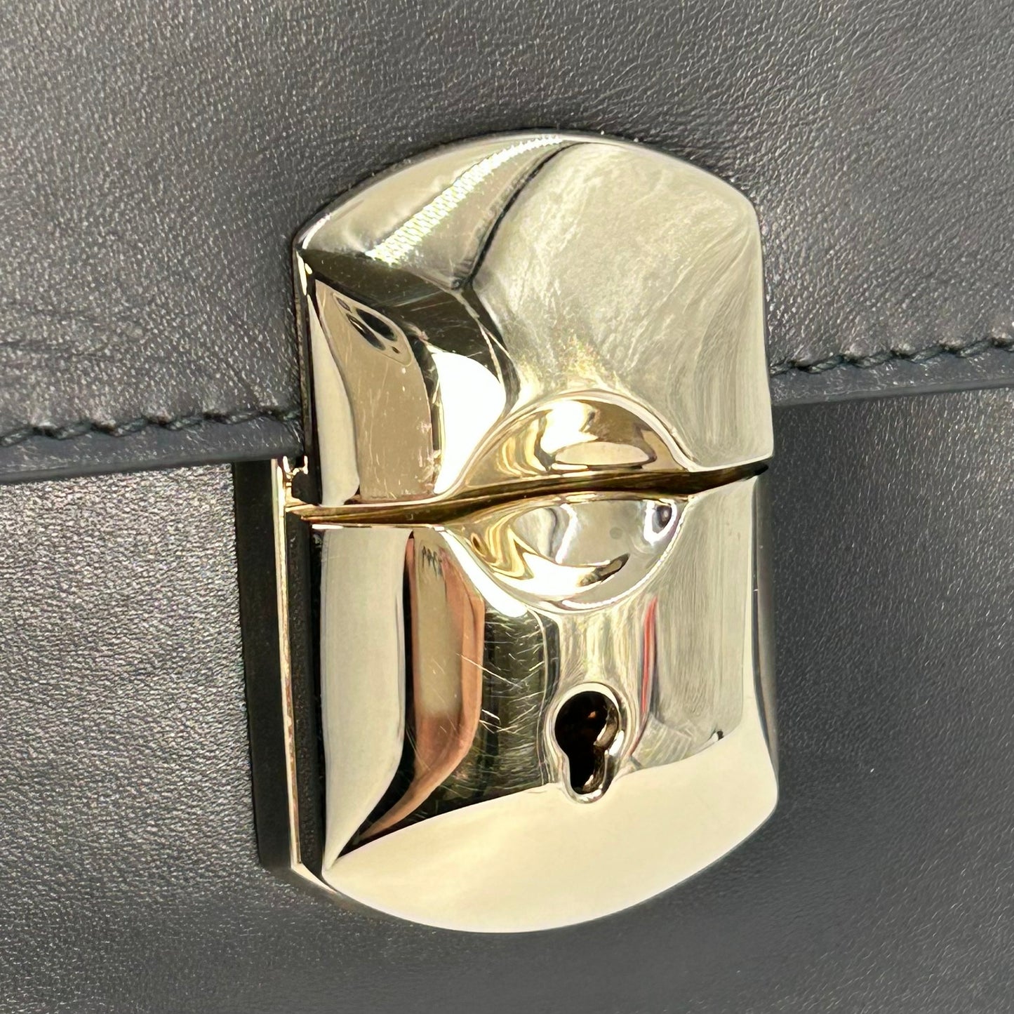 BALENCIAGA Padlock Work Bag Leather Handbag/Shoulder Bag - Black 