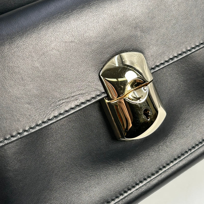 BALENCIAGA Padlock Work Bag Leather Handbag/Shoulder Bag - Black 