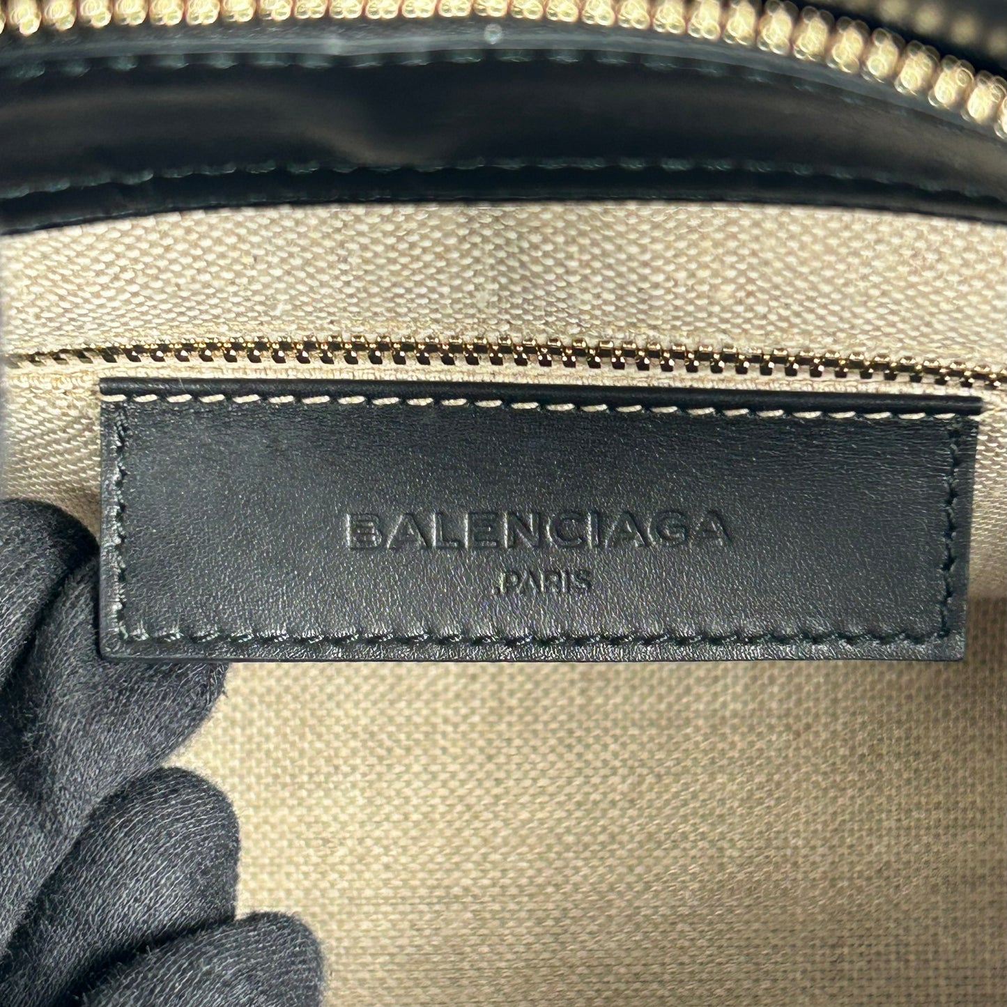 BALENCIAGA Padlock Work Bag Leather Handbag/Shoulder Bag - Black 