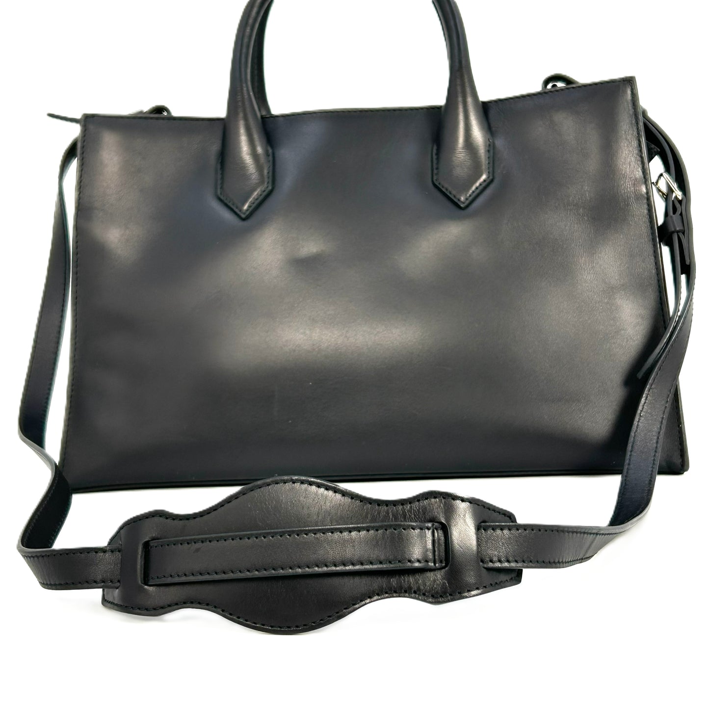 BALENCIAGA Padlock Work Bag Leather Handbag/Shoulder Bag - Black 