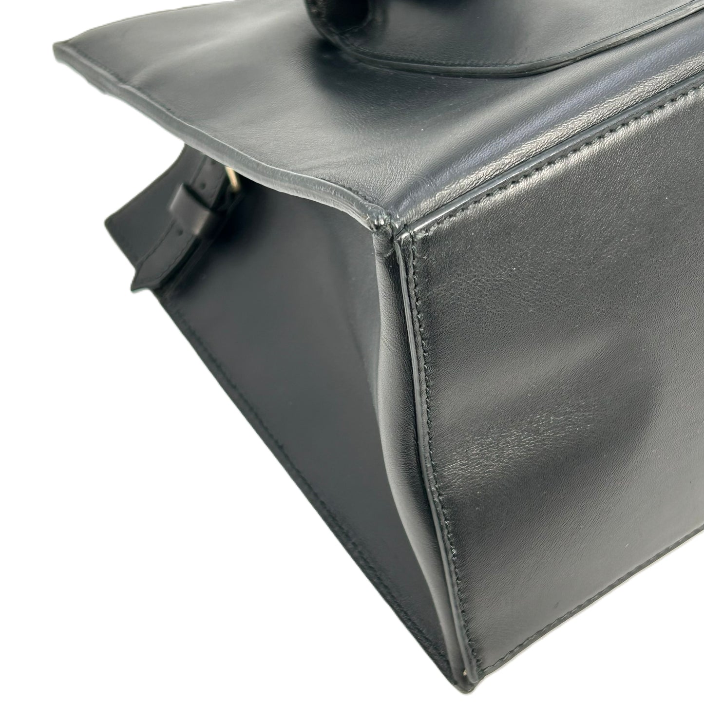 BALENCIAGA Padlock Work Bag Leather Handbag/Shoulder Bag - Black 