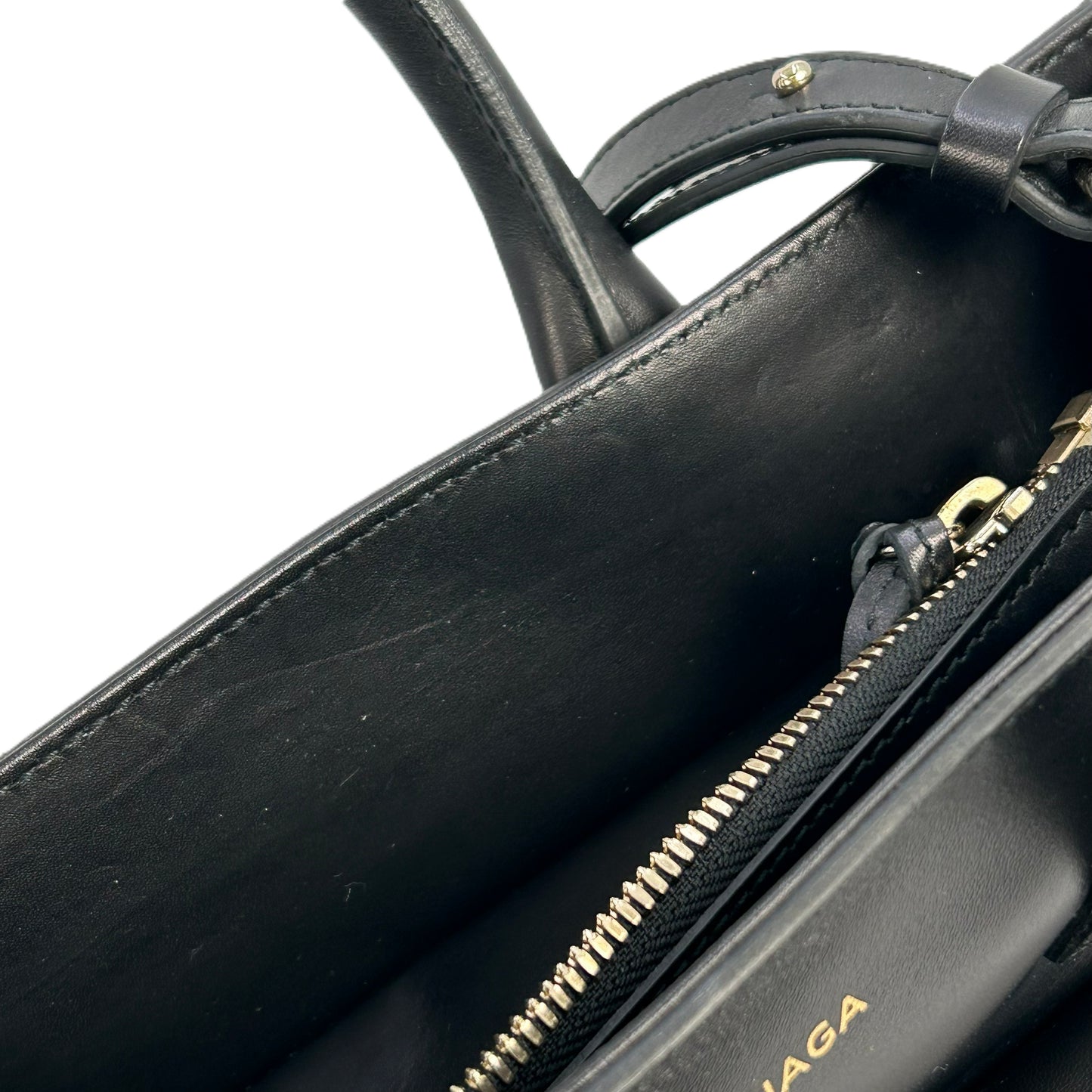BALENCIAGA Padlock Work Bag Leather Handbag/Shoulder Bag - Black 