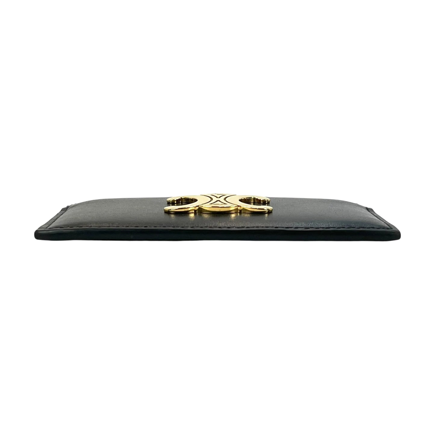 CELINE Triomphe Leather Card Case - Black - 35798 