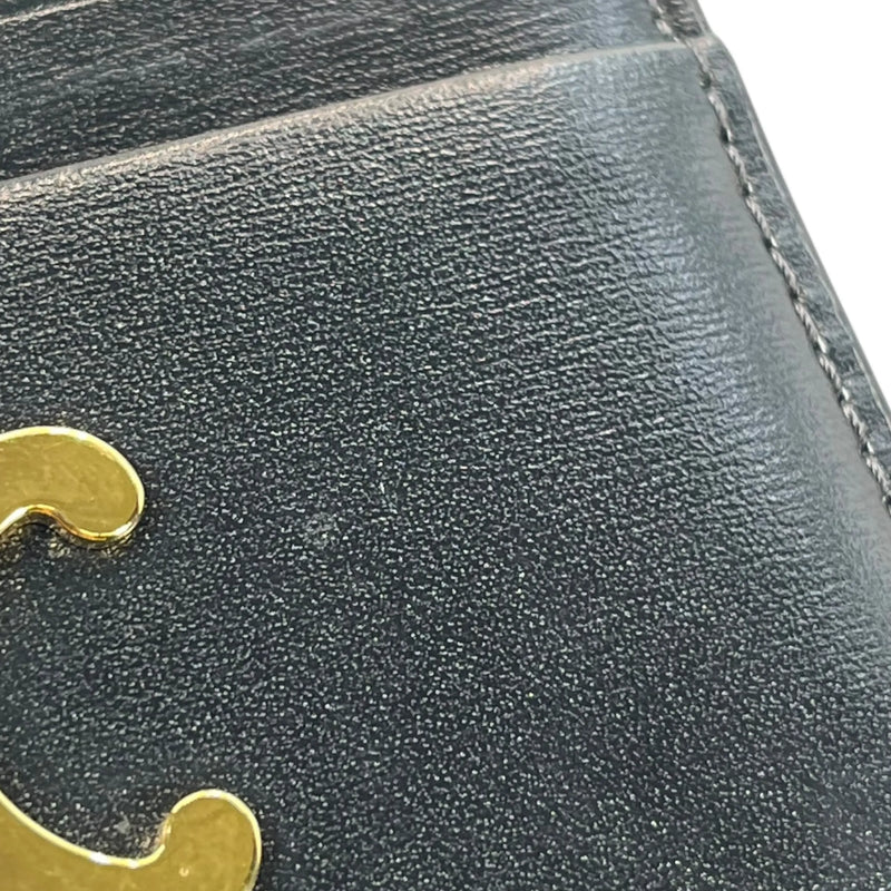 CELINE Triomphe Leather Card Case - Black - 35798 
