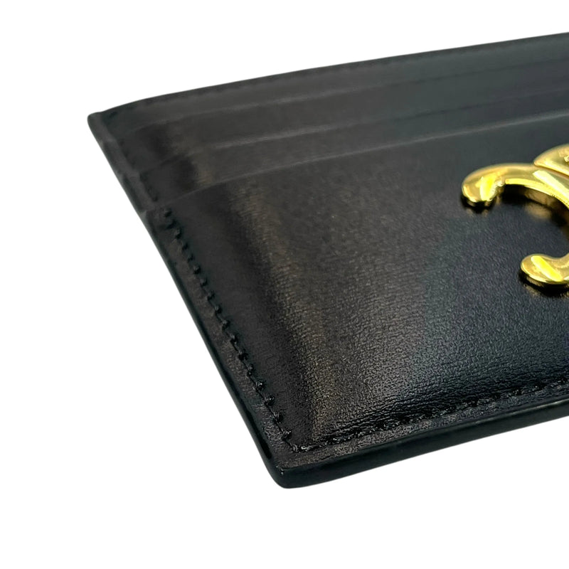 CELINE Triomphe Leather Card Case - Black - 35798 